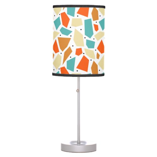 Orange Blue Cream Polygon Shapes Pattern with Dots Table Lamp