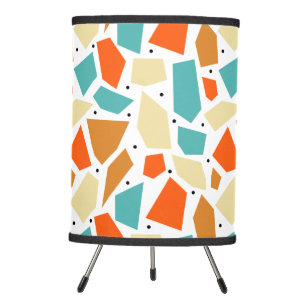 Orange Blue Cream Polygon Shapes Pattern with Dots Tripod Lamp