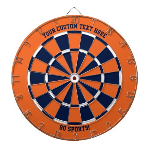 Orange  Blue Custom Text Sports Chicago Illinois Dart Board