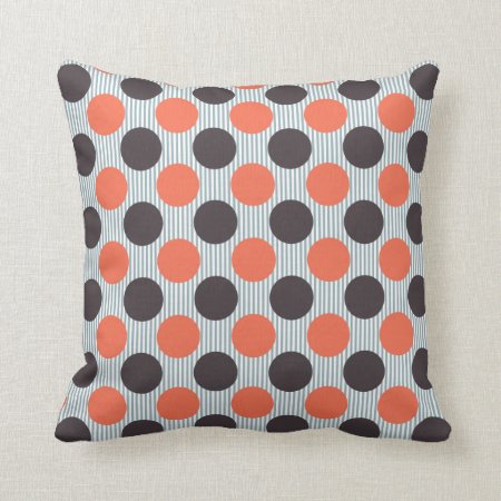 Orange, Blue & Dark Gray Throw Pillow