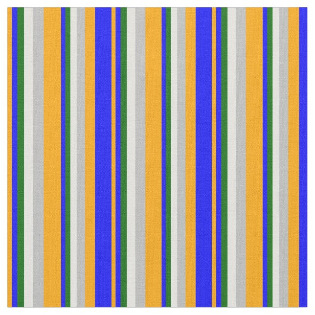 Orange, Blue, Dark Green, Light Cyan, and Grey Fabric (Close Up)