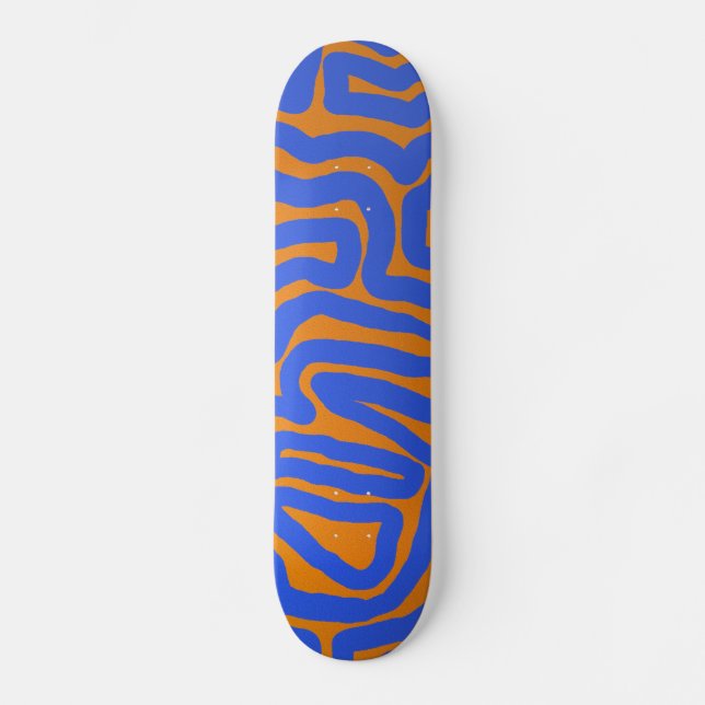 Orange blue fantasy stripes skateboard (Front)