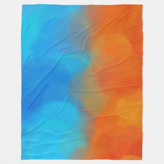 orange blue fleece blanket (Front)