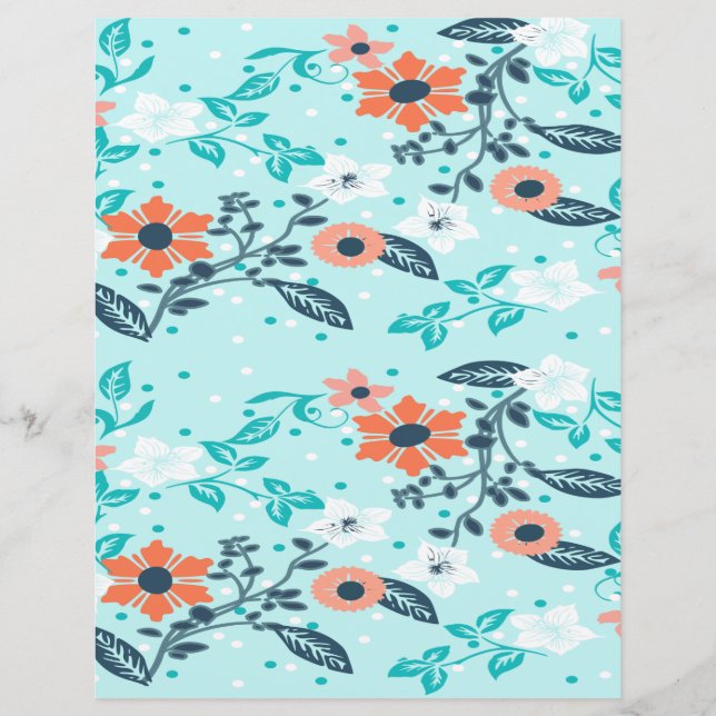 Orange & Blue Floral Scrapbook paper (Front)