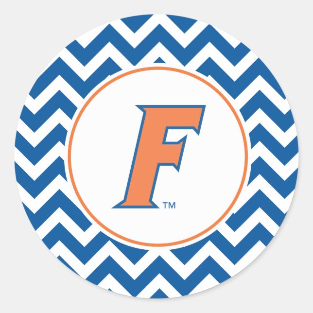 Orange & Blue Florida F Logo Classic Round Sticker (Front)