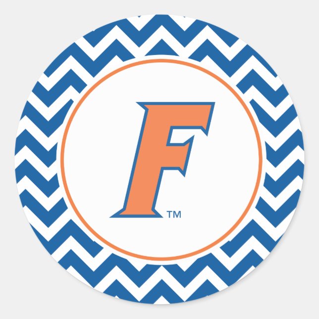 Orange & Blue Florida F Logo Classic Round Sticker (Front)