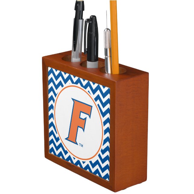 Orange & Blue Florida F Logo Pencil Holder (In Situ)