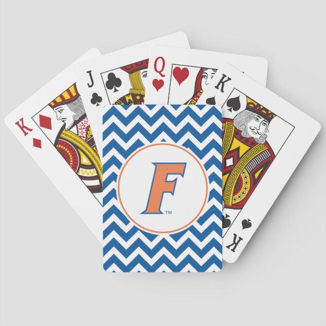Orange & Blue Florida F Logo Poker Cards (Back)