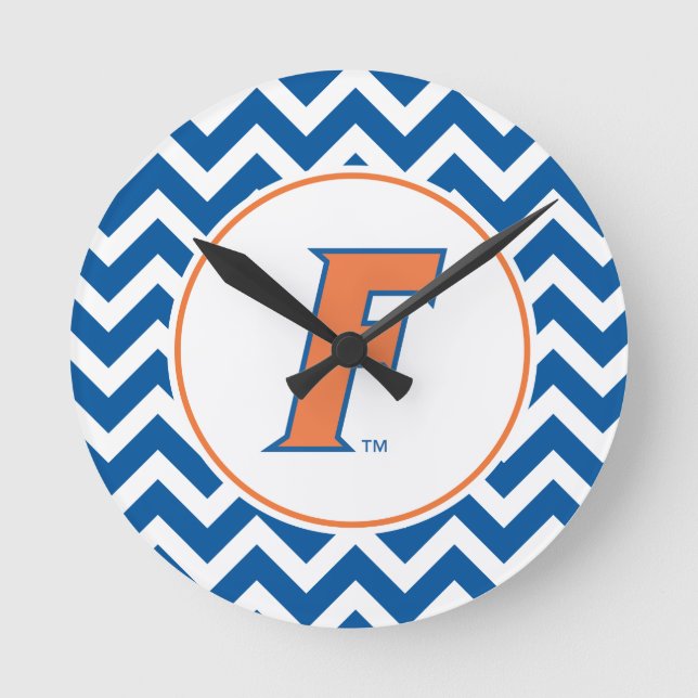 Orange & Blue Florida F Logo Round Clock (Front)