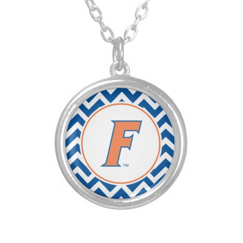 Orange  Blue Florida F Logo Silver Plated Necklace