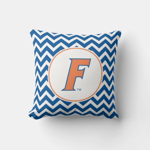Orange  Blue Florida F Logo Throw Pillow