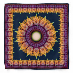 Orange blue fractal framed ornament bandana