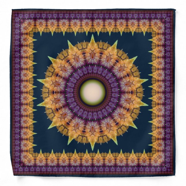 Orange blue fractal framed ornament bandana (Front)