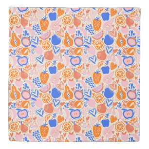 Orange Blue Fruits Vegetables Duvet Cover