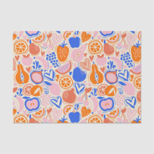 Orange Blue Fruits Vegetables  Tissue Paper