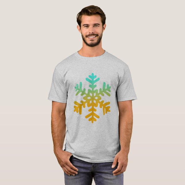 Orange Blue Geay Snowflake T-shirt (Front Full)