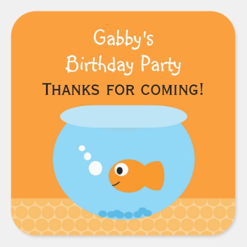 Orange Blue Goldfish Birthday Party Favor Stickers