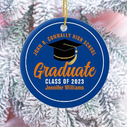 Orange Blue Graduate Personalized 2024 Graduation Ceramic Ornament