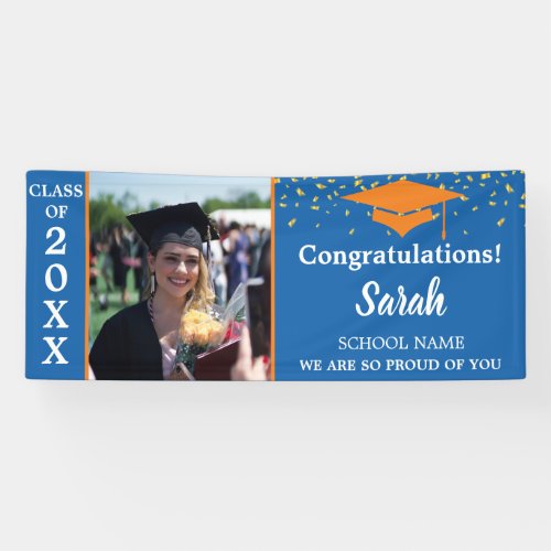Orange  Blue Graduation Photo Class Of 2023 Banner