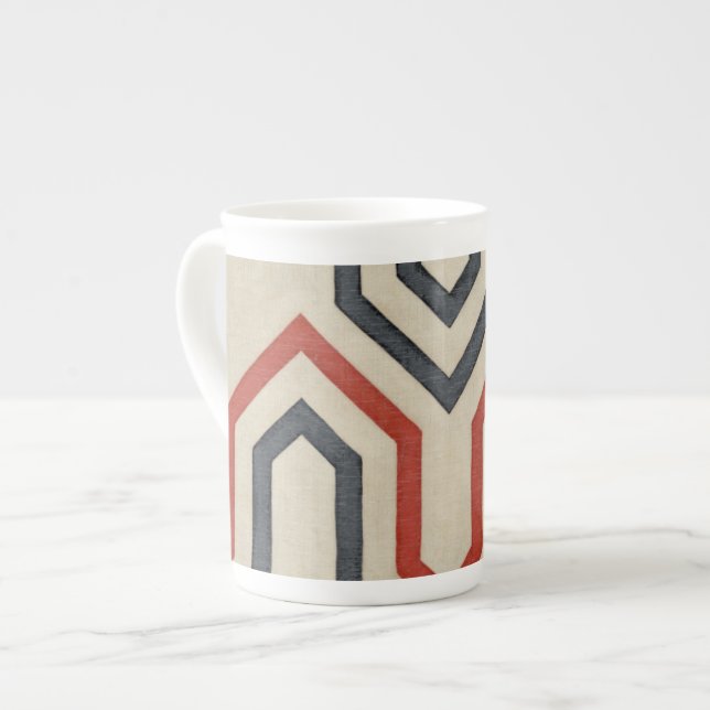 Orange & Blue Graphic Lines Bone China Mug (Front Left)