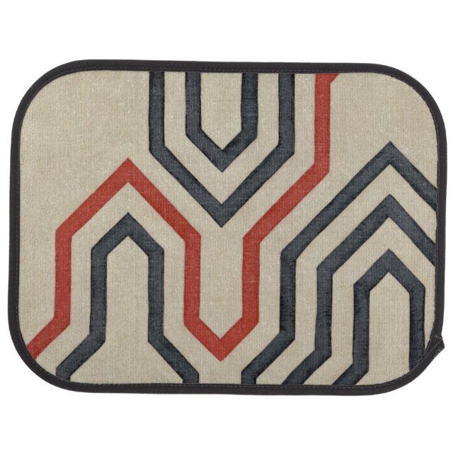 Orange & Blue Graphic Lines Car Floor Mat (Rear)