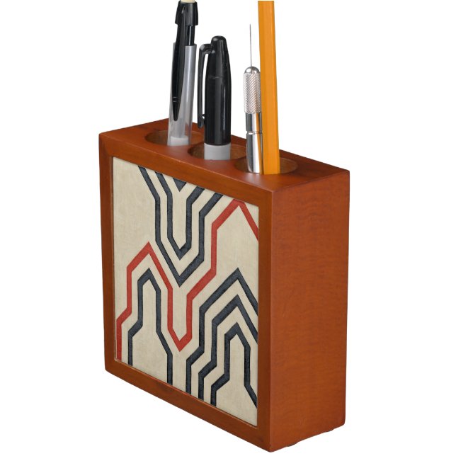 Orange & Blue Graphic Lines Desk Organizer (In Situ)
