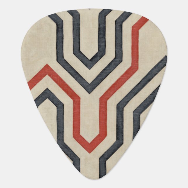 Orange & Blue Graphic Lines Guitar Pick (Front)