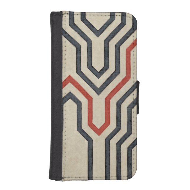 Orange & Blue Graphic Lines iPhone Wallet Case (Front)