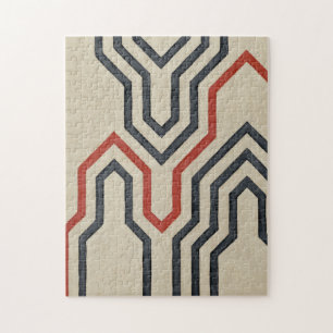 Orange & Blue Graphic Lines Jigsaw Puzzle