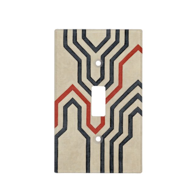 Orange & Blue Graphic Lines Light Switch Cover (Front)