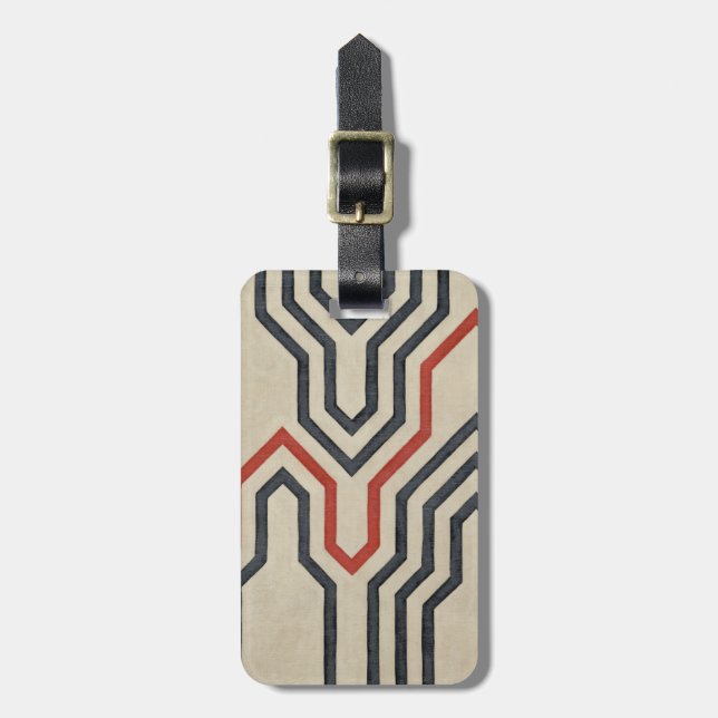 Orange & Blue Graphic Lines Luggage Tag (Front Vertical)