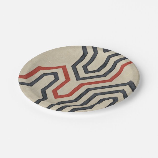 Orange & Blue Graphic Lines Paper Plates (Angled)