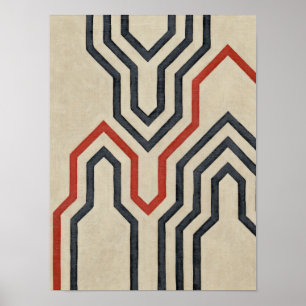 Orange & Blue Graphic Lines Poster