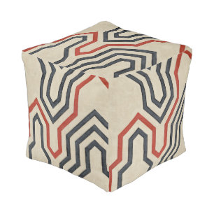 Orange & Blue Graphic Lines Pouf