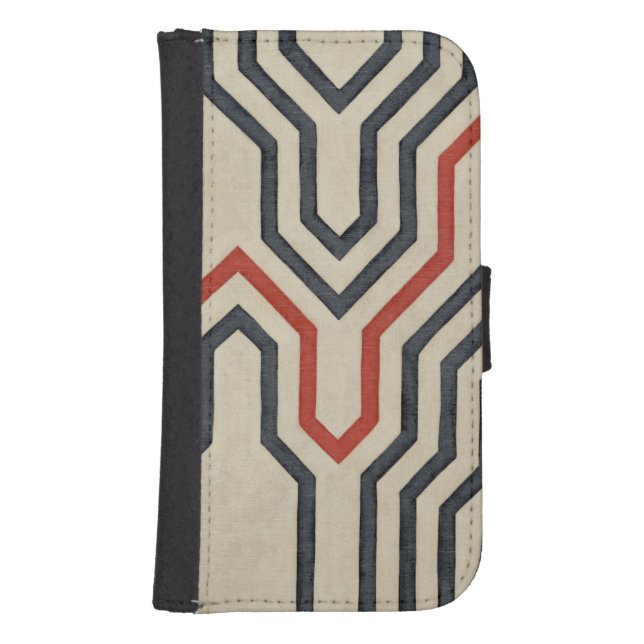 Orange & Blue Graphic Lines Samsung Galaxy Wallet Case (Front)