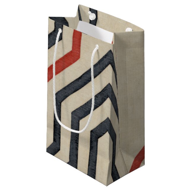 Orange & Blue Graphic Lines Small Gift Bag (Front Angled)