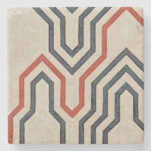 Orange & Blue Graphic Lines Stone Coaster