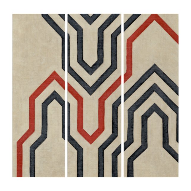 Orange & Blue Graphic Lines Triptych (Front)