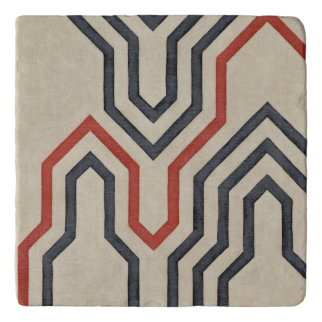 Orange & Blue Graphic Lines Trivet (Front)