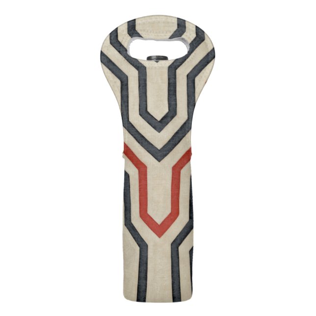 Orange & Blue Graphic Lines Wine Bag (Back)