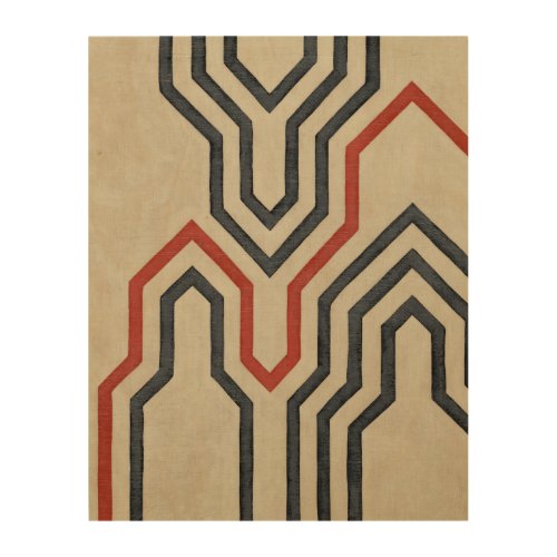 Orange  Blue Graphic Lines Wood Wall Art