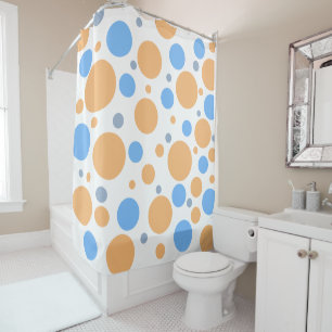 Orange Blue Gray Geometric Circles Shower Curtain