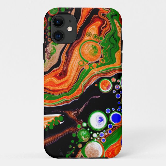 Orange, Blue, Green, Black Digital Fluid Art   Case-Mate iPhone Case (Back)