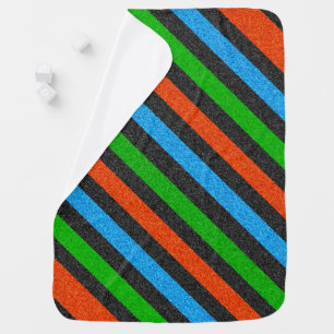 Orange, Blue, Green, Black Glitter Striped STaylor Baby Blanket