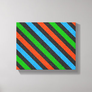Orange, Blue, Green, Black Glitter Striped STaylor Canvas Print