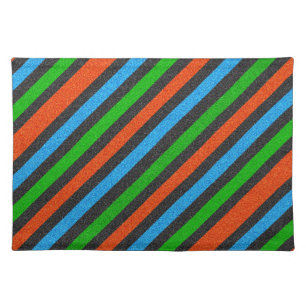 Orange, Blue, Green, Black Glitter Striped STaylor Cloth Placemat