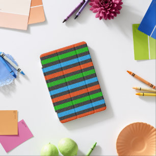 Orange, Blue, Green, Black Glitter Striped STaylor iPad Mini Cover
