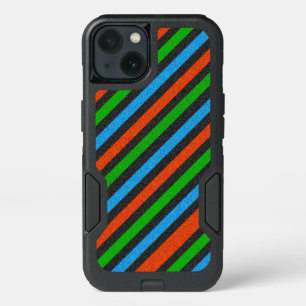 Orange, Blue, Green, Black Glitter Striped STaylor iPhone 13 Case