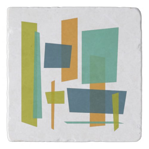 Orange Blue Green Funky Rectangles Midcentury Trivet