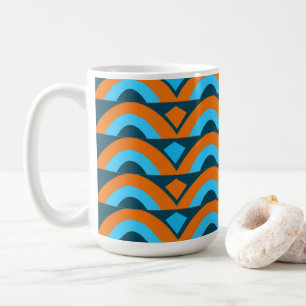 Orange Blue Half Circle Diamond Geometric Coffee Mug